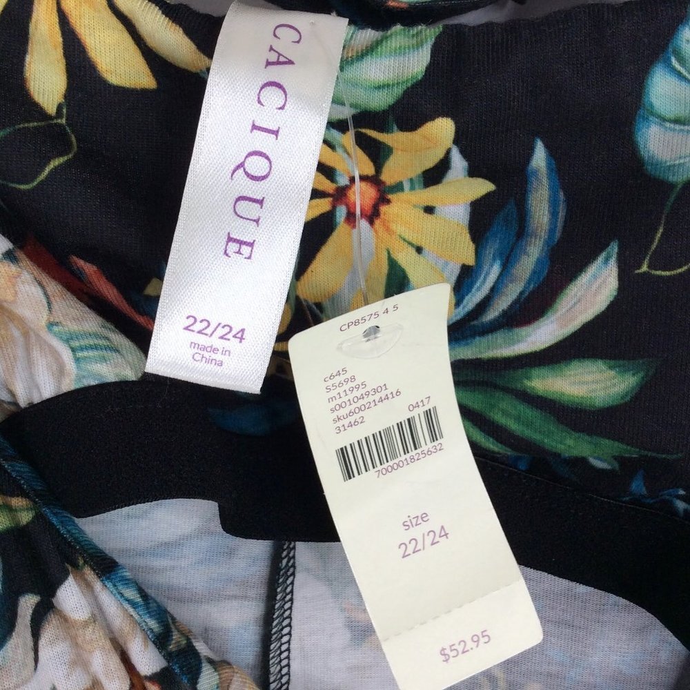 Cacique 22/24 2X High Neck Tank Night Gown Sleep Dress Lace Floral Lane Bryant - Picture 9 of 9
